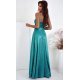 Rochie lunga verde din glitter cu corset KareninaLux 3 - jojofashion.ro