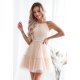 Rochie baby doll scurta din tul bej cu volane vaporoasa CristalW 2 - jojofashion.ro