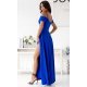 Rochie eleganta de ocazie lunga albastra cu umerii goi ValentinaW 3 - jojofashion.ro