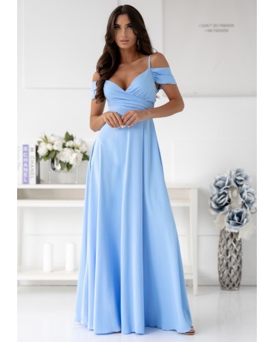 Rochie eleganta de ocazie lunga baby blue cu umerii goi ValentinaW Rochii lungi, Rochie eleganta de ocazie lunga baby blue cu umerii goi ValentinaW - jojofashion.ro