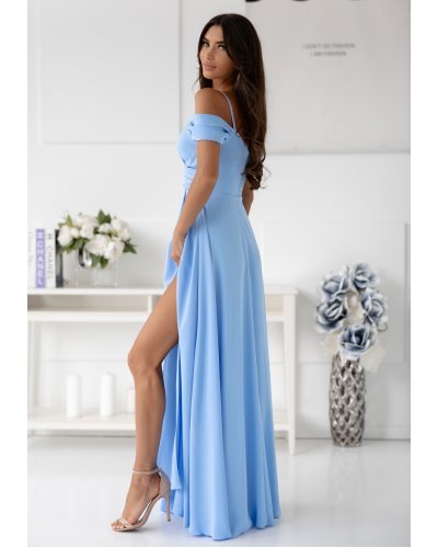 Rochie eleganta de ocazie lunga baby blue cu umerii goi ValentinaW Rochii lungi, Rochie eleganta de ocazie lunga baby blue cu umerii goi ValentinaW - jojofashion.ro