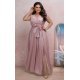 Rochie lunga roz prafuit din bumbac cu glitter AmandaW 2 - jojofashion.ro