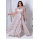 Rochie lunga eleganta din bumbac cu glitter sampanie cu reflexii lila crapata pe picior AmandaW Rochie lunga eleganta din bumbac cu glitter sampanie cu reflexii lila crapata pe picior AmandaW 2 - jojofashion.ro