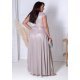 Rochie lunga eleganta din bumbac cu glitter sampanie cu reflexii lila crapata pe picior AmandaW Rochie lunga eleganta din bumbac cu glitter sampanie cu reflexii lila crapata pe picior AmandaW 3 - jojofashion.ro