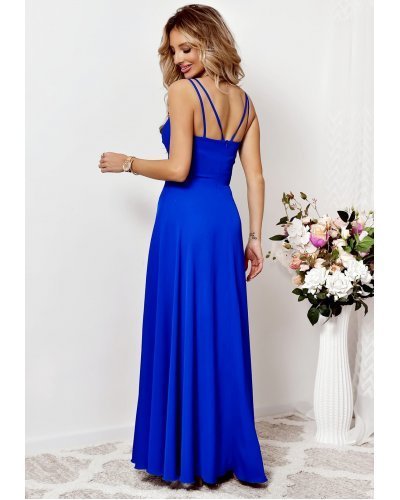 Rochie lunga albastra cu decolteu plic TifaniW1 Rochii lungi, Rochie lunga albastra cu decolteu plic TifaniW1 - jojofashion.ro
