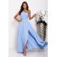 Rochie eleganta lunga baby blue cu un umar gol vaporoasa Monako 2 - jojofashion.ro