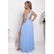 Rochie eleganta lunga baby blue cu un umar gol vaporoasa Monako 6 - jojofashion.ro