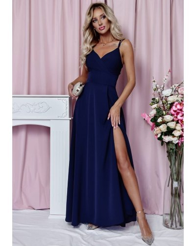 Rochie eleganta lunga, bleumarin, cu decolteu plic, TifaniW1 Rochii lungi, Rochie eleganta lunga, bleumarin, cu decolteu plic, TifaniW1 - jojofashion.ro