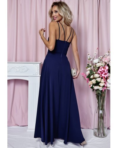 Rochie eleganta lunga, bleumarin, cu decolteu plic, TifaniW1 Rochii lungi, Rochie eleganta lunga, bleumarin, cu decolteu plic, TifaniW1 - jojofashion.ro