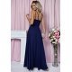Rochie eleganta lunga, bleumarin, cu decolteu plic, TifaniW1 3 - jojofashion.ro