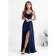 Rochie eleganta lunga bleumarin navy cu bust tip corset vaporoasa SuzanaW 2 - jojofashion.ro
