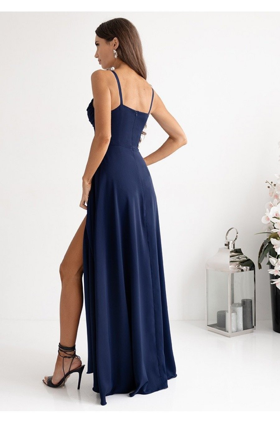 Rochie eleganta lunga bleumarin navy cu bust tip corset vaporoasa SuzanaW 2 - jojofashion.ro