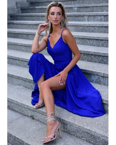 Rochie eleganta lunga, bumbac, albastra, petrecuta, LorenW1 Rochii lungi, Rochie eleganta lunga, bumbac, albastra, petrecuta, LorenW1 - jojofashion.ro
