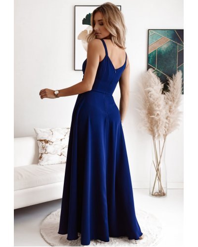 Rochie eleganta lunga, bumbac bleumarin navy, petrecuta, LorenW1 Rochii lungi, Rochie eleganta lunga, bumbac bleumarin navy, petrecuta, LorenW1 - jojofashion.ro