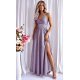 Rochie eleganta lunga, bumbac cu glitter, bleu cu reflexii lila, TifaniW 2 - jojofashion.ro