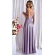 Rochie eleganta lunga, bumbac cu glitter, bleu cu reflexii lila, TifaniW 3 - jojofashion.ro