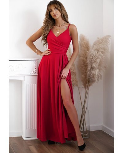Rochie eleganta lunga, bumbac, rosie, petrecuta, LorenW1 Rochii lungi, Rochie eleganta lunga, bumbac, rosie, petrecuta, LorenW1 - jojofashion.ro
