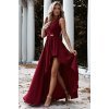 Rochie eleganta lunga, burgundy, asimetrica, ElifW