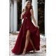 Rochie eleganta lunga, burgundy, asimetrica, ElifW 2 - jojofashion.ro