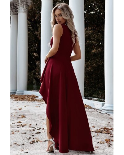 Rochie eleganta lunga, burgundy, asimetrica, ElifW Rochii lungi, Rochie eleganta lunga, burgundy, asimetrica, ElifW - jojofashion.ro