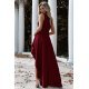 Rochie eleganta lunga, burgundy, asimetrica, ElifW 3 - jojofashion.ro