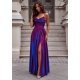 Rochie eleganta lunga din glitter navy multicolor cu reflexii ValeriaLux 2 - jojofashion.ro