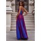 Rochie eleganta lunga din glitter navy multicolor cu reflexii ValeriaLux 3 - jojofashion.ro