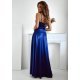 Rochie eleganta lunga, din satin, bleumarin navy, cu corset, Karenina 3 - jojofashion.ro