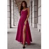 Rochie eleganta lunga din glitter burgundy cu bust tip corset ValeriaLux