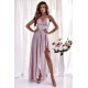 Rochie eleganta lunga, glitter, roz, asimetrica, cu decolteu plic, EssaW 2 - jojofashion.ro