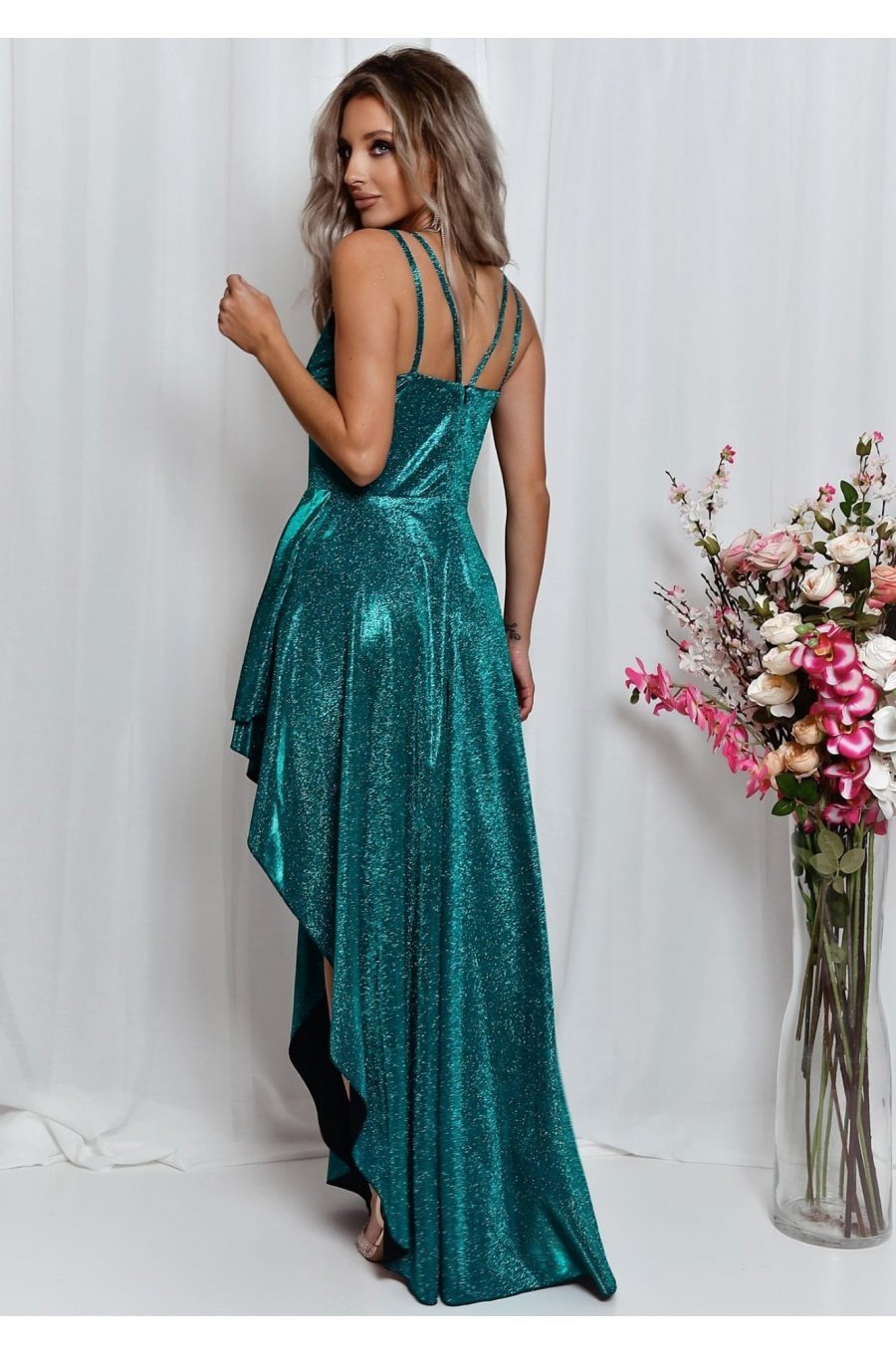 Rochie lunga verde din glitter EssaW Rochie lunga verde din glitter EssaW 2 - jojofashion.ro
