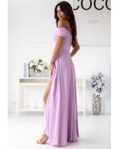 Rochie eleganta lunga lila cu umerii goi vaporoasa ValentinaW Rochii lungi, Rochie eleganta lunga lila cu umerii goi vaporoasa ValentinaW - jojofashion.ro