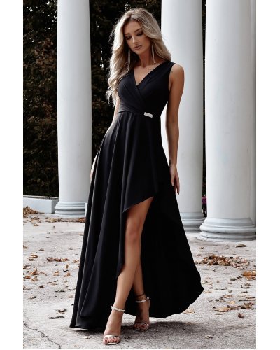 Rochie lunga neagra asimetrica ElifW Rochii lungi, Rochie lunga neagra asimetrica ElifW - jojofashion.ro