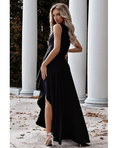 Rochie lunga neagra asimetrica ElifW Rochii lungi, Rochie lunga neagra asimetrica ElifW - jojofashion.ro