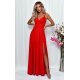 Rochie eleganta lunga, rosie, crapata pe picior, ScarletW2 2 - jojofashion.ro