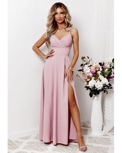 Rochie lunga roz prafuit TifaniW1 Rochii lungi, Rochie lunga roz prafuit TifaniW1 - jojofashion.ro