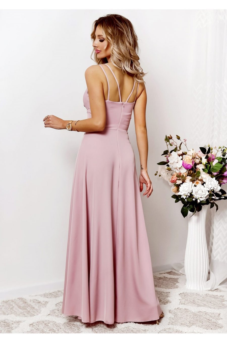 Rochie lunga roz prafuit TifaniW1 Rochie lunga roz prafuit TifaniW1 2 - jojofashion.ro
