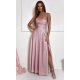 Rochie eleganta lunga roz pudra cu glitter si bust tip corset ValeriaLux 2 - jojofashion.ro