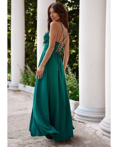Rochie eleganta lunga, verde, cu bust tip corset, ValeriaW Rochii de Ocazie Elegante, Rochie eleganta lunga, verde, cu bust tip corset, ValeriaW - jojofashion.ro