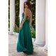 Rochie eleganta lunga, verde, cu bust tip corset, ValeriaW 3 - jojofashion.ro