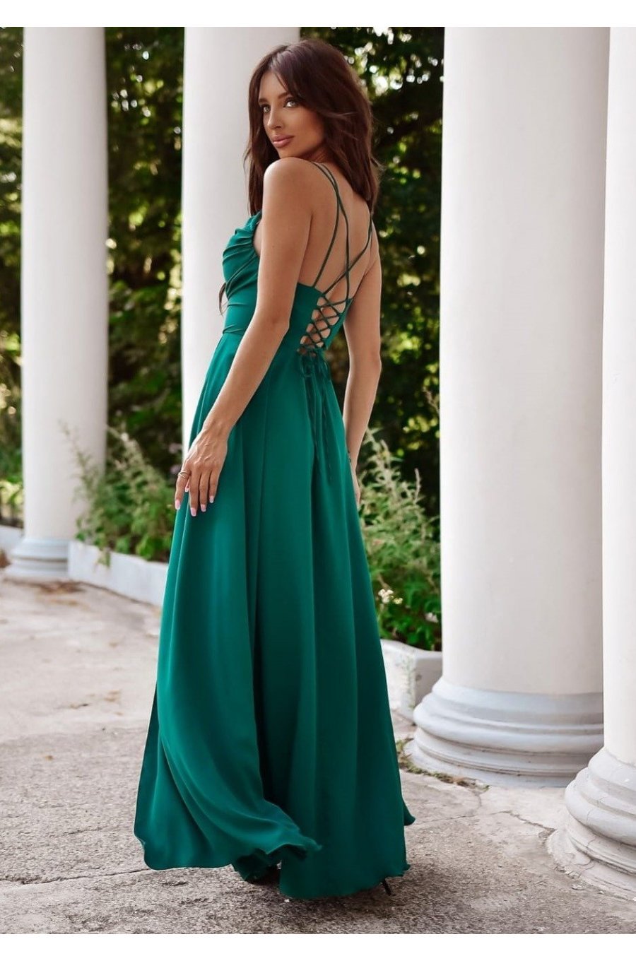Rochie eleganta lunga, verde, cu bust tip corset, ValeriaW 2 - jojofashion.ro