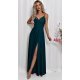 Rochie eleganta lunga, verde, cu decolteu plic, TifaniW1 2 - jojofashion.ro
