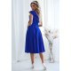 Rochie eleganta midi, albastra, in clos, cu volane pe bust, retro, FalbanaW 3 - jojofashion.ro