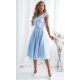 Rochie eleganta midi, baby blue, in clos, cu volane pe bust, retro, FalbanaW 2 - jojofashion.ro