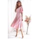 Rochie midi din bumbac roz pudra LunaW 2 - jojofashion.ro