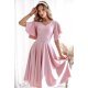 Rochie midi din bumbac roz pudra LunaW 3 - jojofashion.ro
