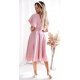 Rochie midi din bumbac roz pudra LunaW 4 - jojofashion.ro