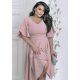 Rochie midi din bumbac roz pudra LunaW 5 - jojofashion.ro