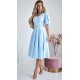 Rochie eleganta midi, din bumbac baby blue, in clos, LunaW 2 - jojofashion.ro