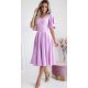 Rochie eleganta midi, din bumbac, lila, in clos, LunaW 2 - jojofashion.ro